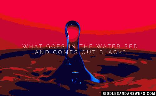 What goes in the water red and comes out black?