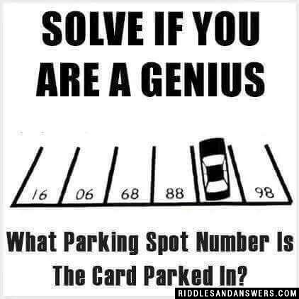 Solve if you are a genius

What parking spot number is the card parked in?