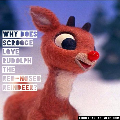 Why does Scrooge love Rudolph the Red-Nosed Reindeer?