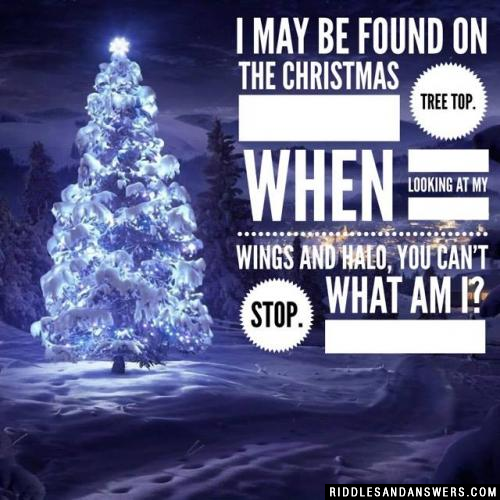 I may be found on the Christmas tree top. When looking at my wings and halo, you can't stop. What am I?