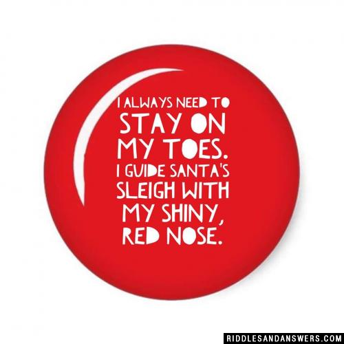 I always need to stay on my toes. I guide Santa's sleigh with my shiny, red nose.