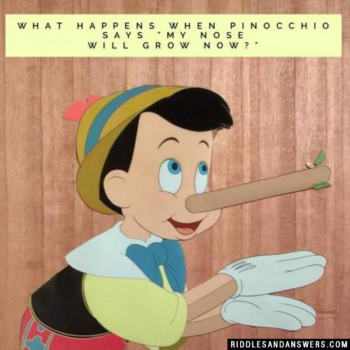 What happens when Pinocchio says "My nose will grow now?" 