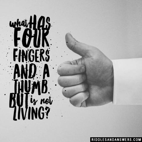 What has four fingers and a thumb, but is not living?