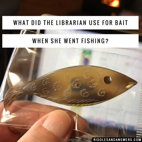 What did the librarian use for bait when she went fishing?