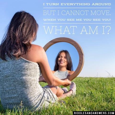 I turn everything around but I cannot move. When you see me you see you! What am I?