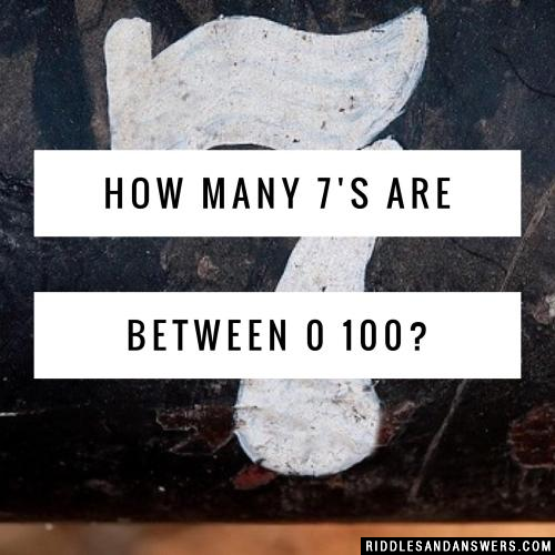 How many 7's are between 0 100?