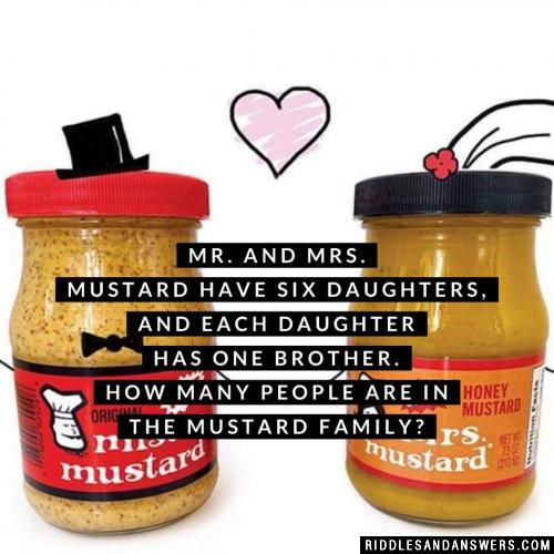 Mr. and Mrs. Mustard have six daughters, and each daughter has one brother. How many people are in the Mustard family?