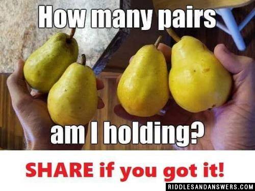 Can you answer this? How many pairs am I holding?
