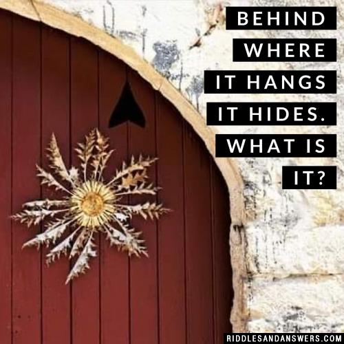 Behind where it hangs it hides. What is it?