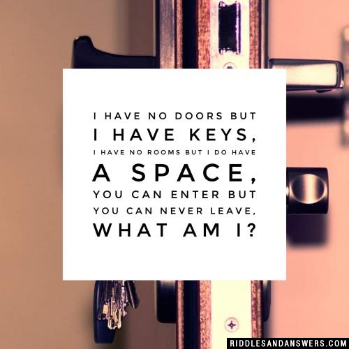 I have no doors but I have keys, I have no rooms but I do have a space, you can enter but you can never leave, what am i?
